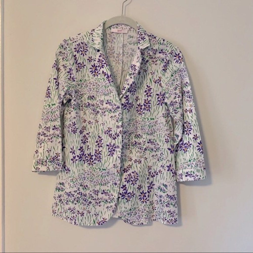 Leggiadro Button Front Inverted Notch Collar Blou… - image 5